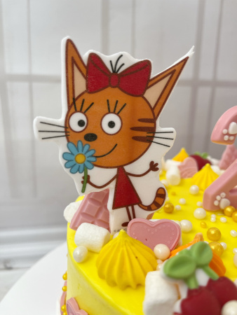 Торт "Три кота" с аппликациями  02