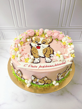 Торт "Собачка корги" 01