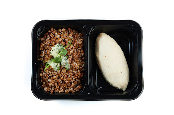 Котлета куриная паровая с кашей гречневой 01