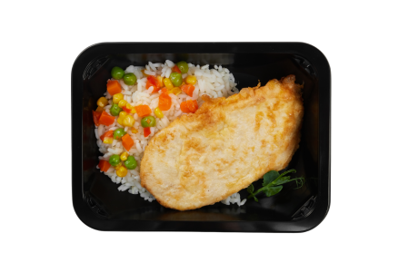 Отбивная куриная с рисом и овощами 01