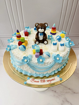 Торт "Метрика с медвежонком" 01