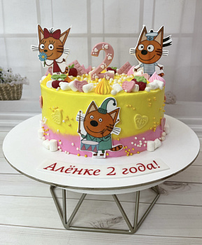 Торт "Три кота" с аппликациями  01
